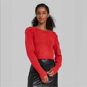 wild fable Red Puff Sleeve Sweater XL